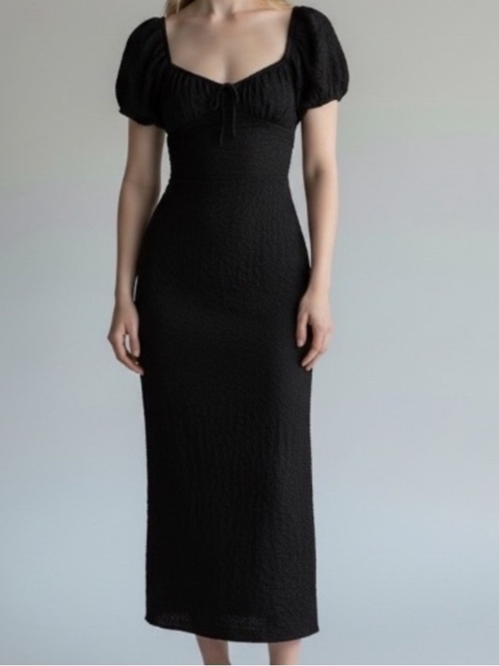 No Comment Black Milk Maid 90s inspired Body Con poof sleeve dress bow midi